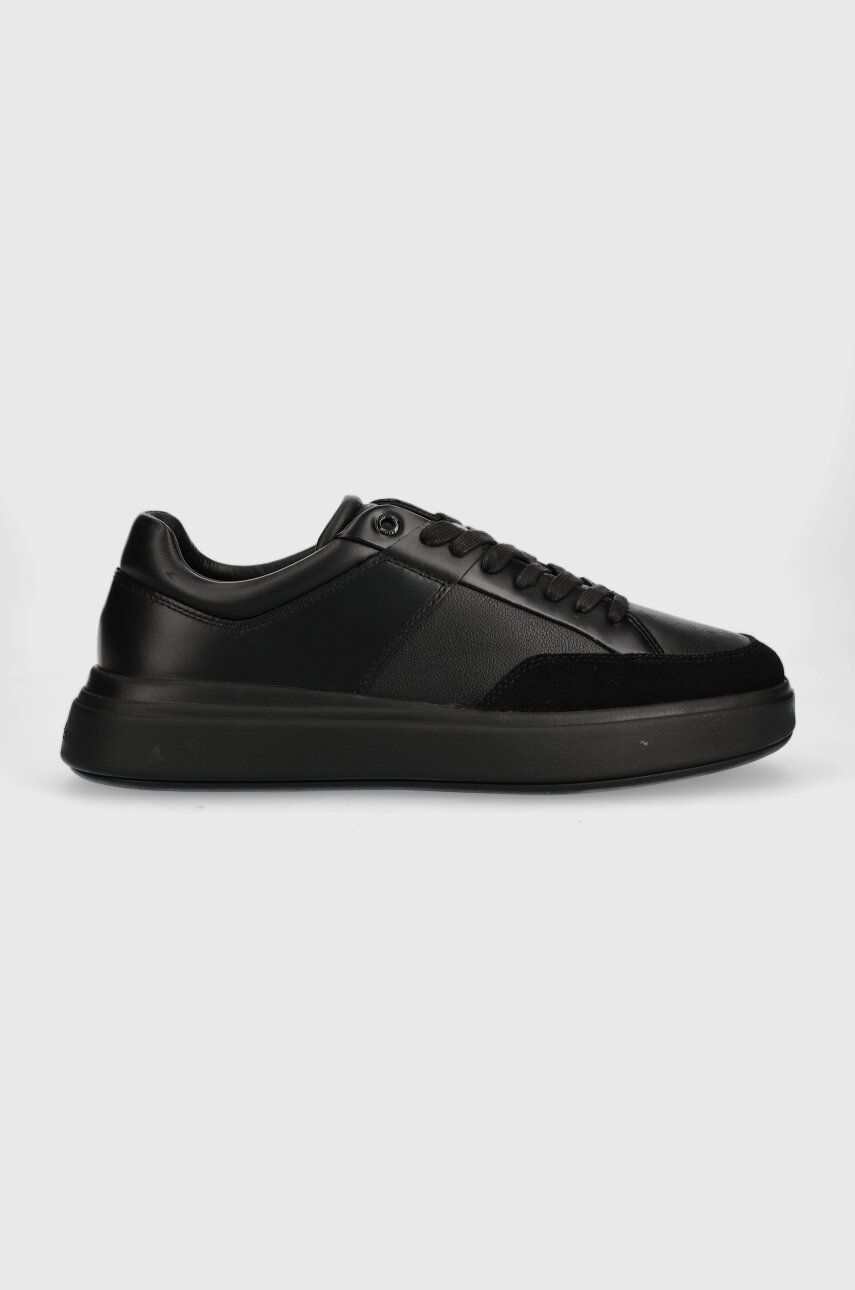 Kožené sneakers boty Calvin Klein LOW TOP LACE UP LTH černá barva, HM0HM01047 - černá -  Svršek