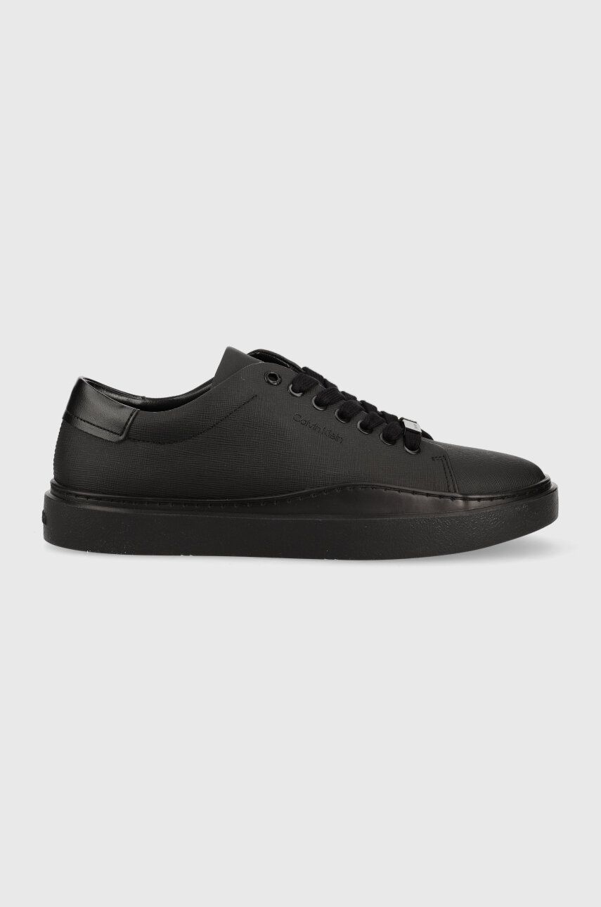 Sneakers boty Calvin Klein LOW TOP LACE UP LTH černá barva, HM0HM01051