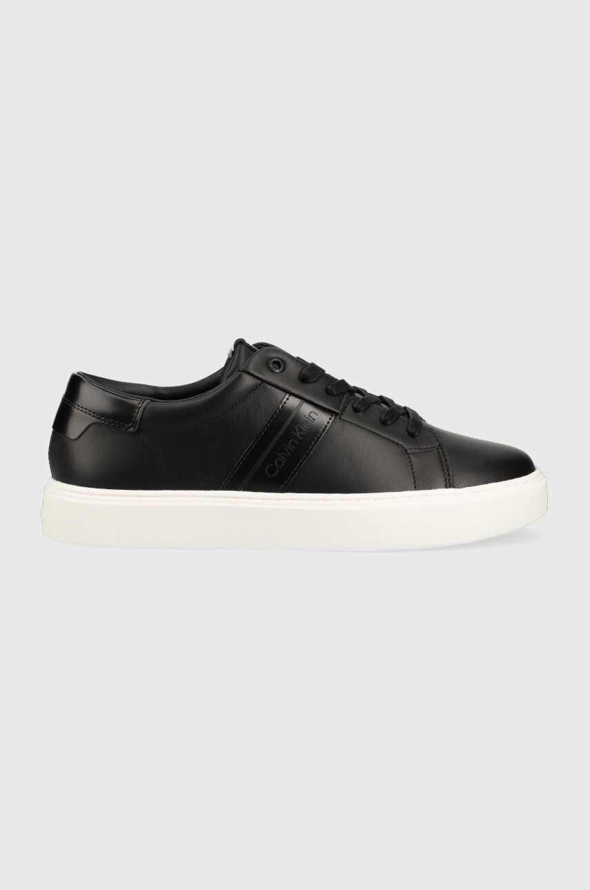 

Кожени маратонки Calvin Klein LOW TOP LACE UP LTH в черно HM0HM01055, Черен
