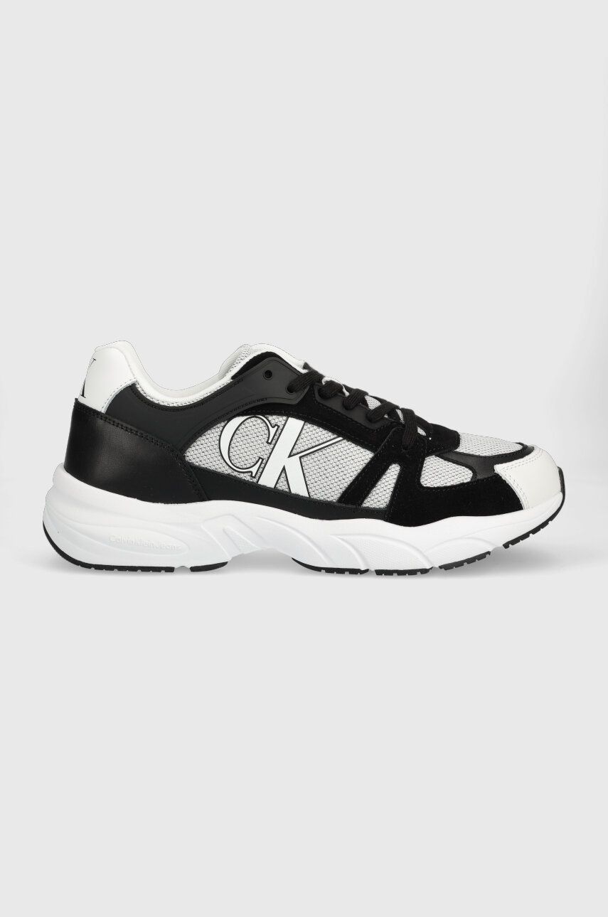 Sneakers boty Calvin Klein Jeans RETRO TENNIS LACEUP bílá barva, YM0YM00696 - černá -  Svršek: 