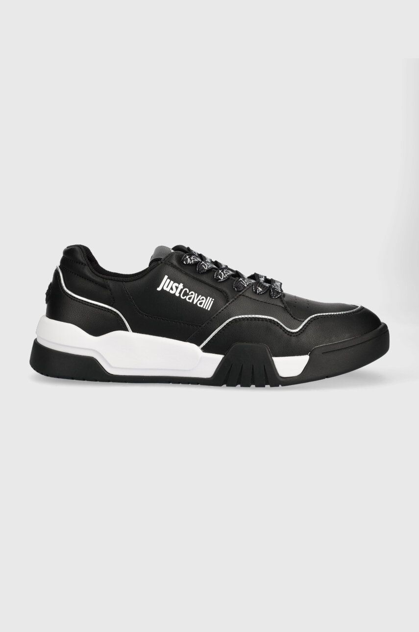 Sneakers boty Just Cavalli černá barva, 75QA3SA5 ZP383 899 - černá - Svršek: Umělá hmota