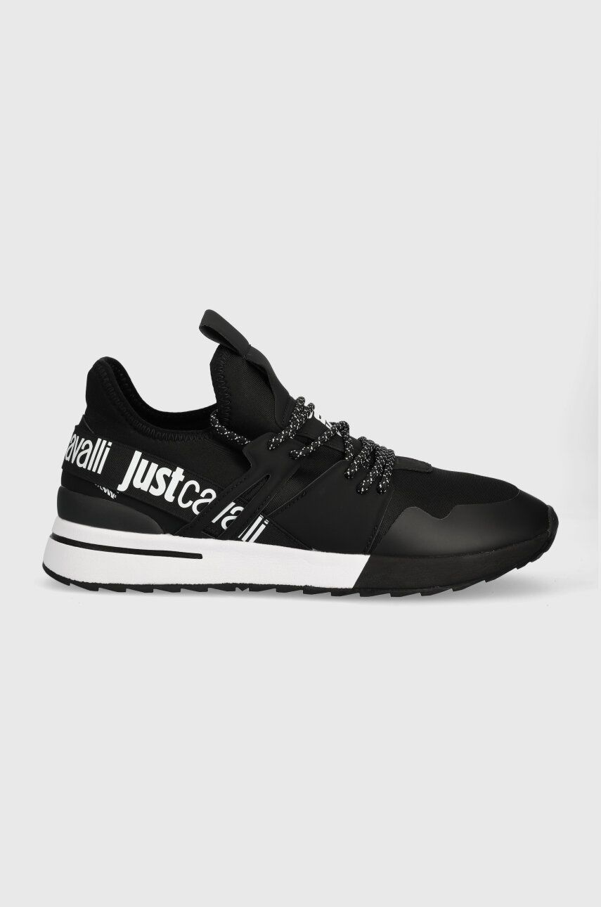 Sneakers boty Just Cavalli černá barva, 75QA3SD3 ZSA00 899 - černá - Svršek: Umělá hmota