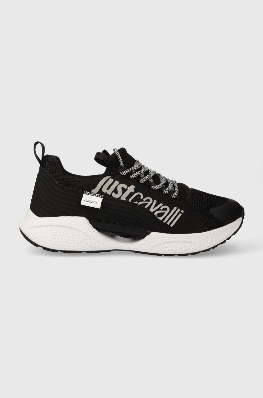 Sneakers boty Just Cavalli černá barva, 75QA3SH2 ZSA10 899 - černá - Svršek: Umělá hmota