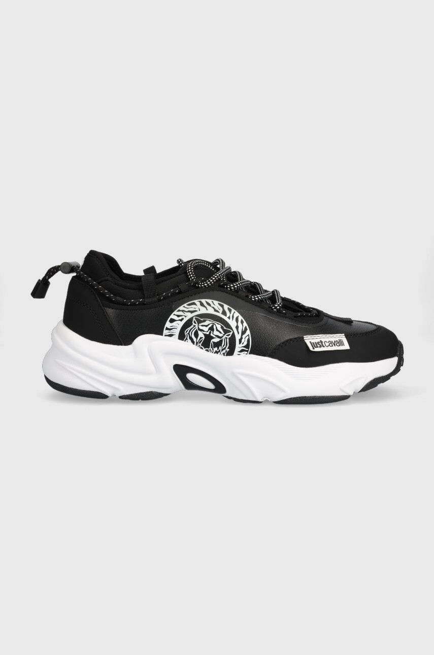 Sneakers boty Just Cavalli černá barva, 75QA3SI1 ZP386 899 - černá - Svršek: Umělá hmota