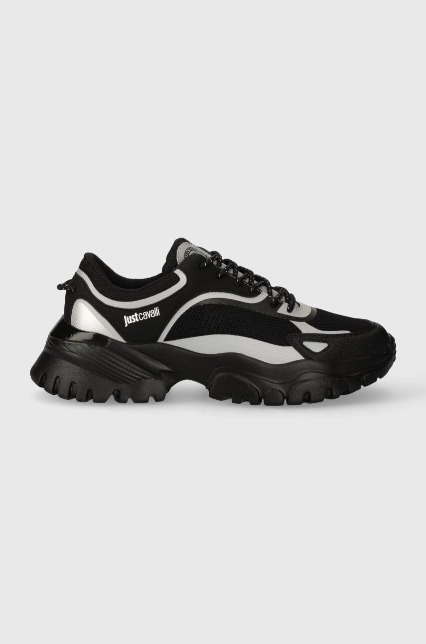 Sneakers boty Just Cavalli černá barva, 75QA3SL6 ZSA04 S89 - černá - Svršek: Umělá hmota