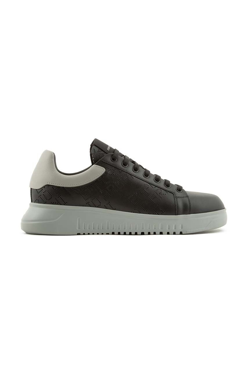 Kožené sneakers boty Emporio Armani černá barva, X4X635 XN889 R625 - černá - Svršek: Přírodní kůže
