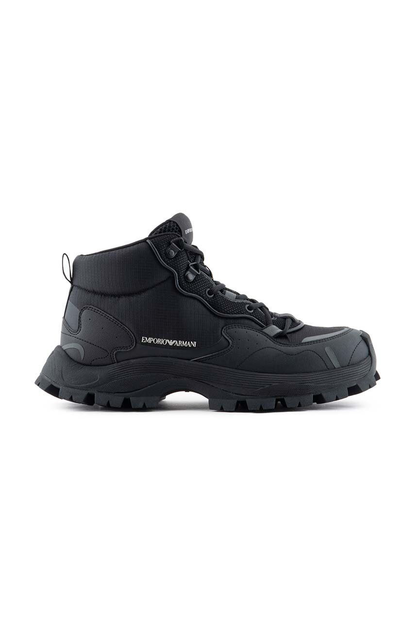 Členkové topánky Emporio Armani pánske, čierna farba, X4Z127 XN939 A083