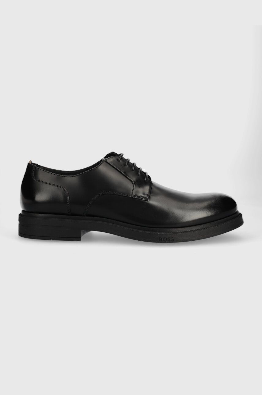 Boss Pantofi De Piele Saul Barbati, Culoarea Negru, 50496010