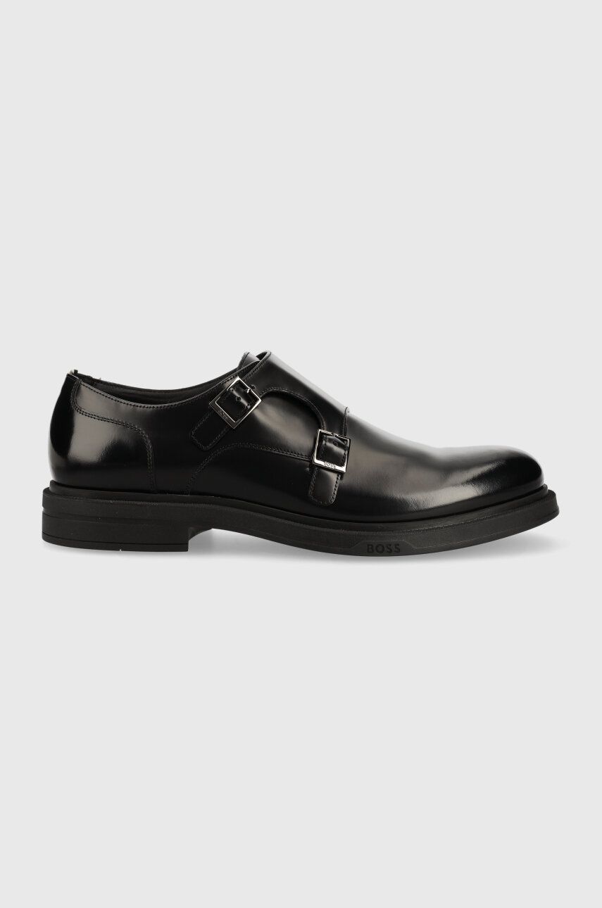 Boss Pantofi De Piele Saul Barbati, Culoarea Negru, 50496067