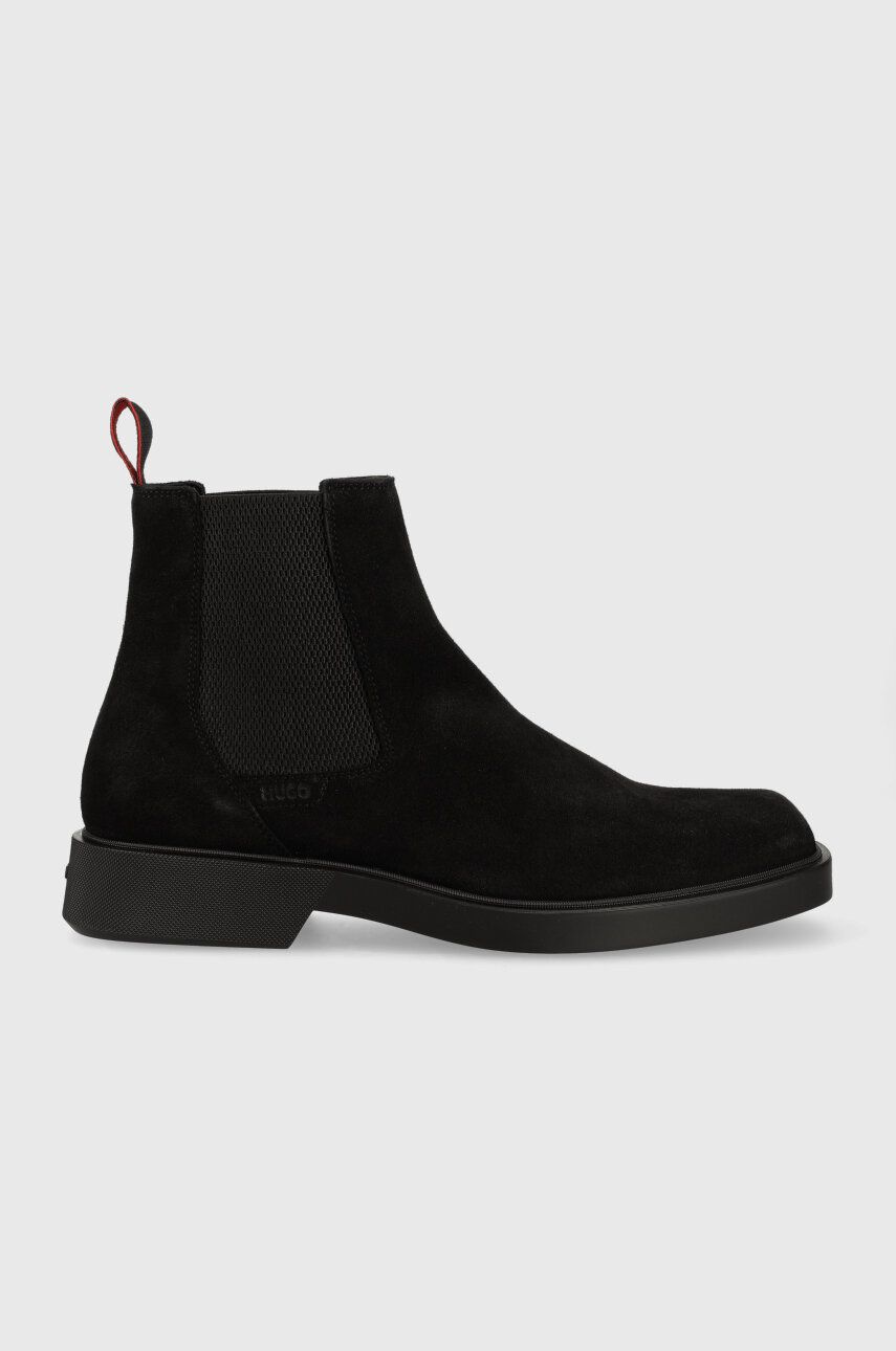 Semišové kotníkové boty HUGO Iker pánské, černá barva, 50497807 - černá -  Svršek: Semišová kůž
