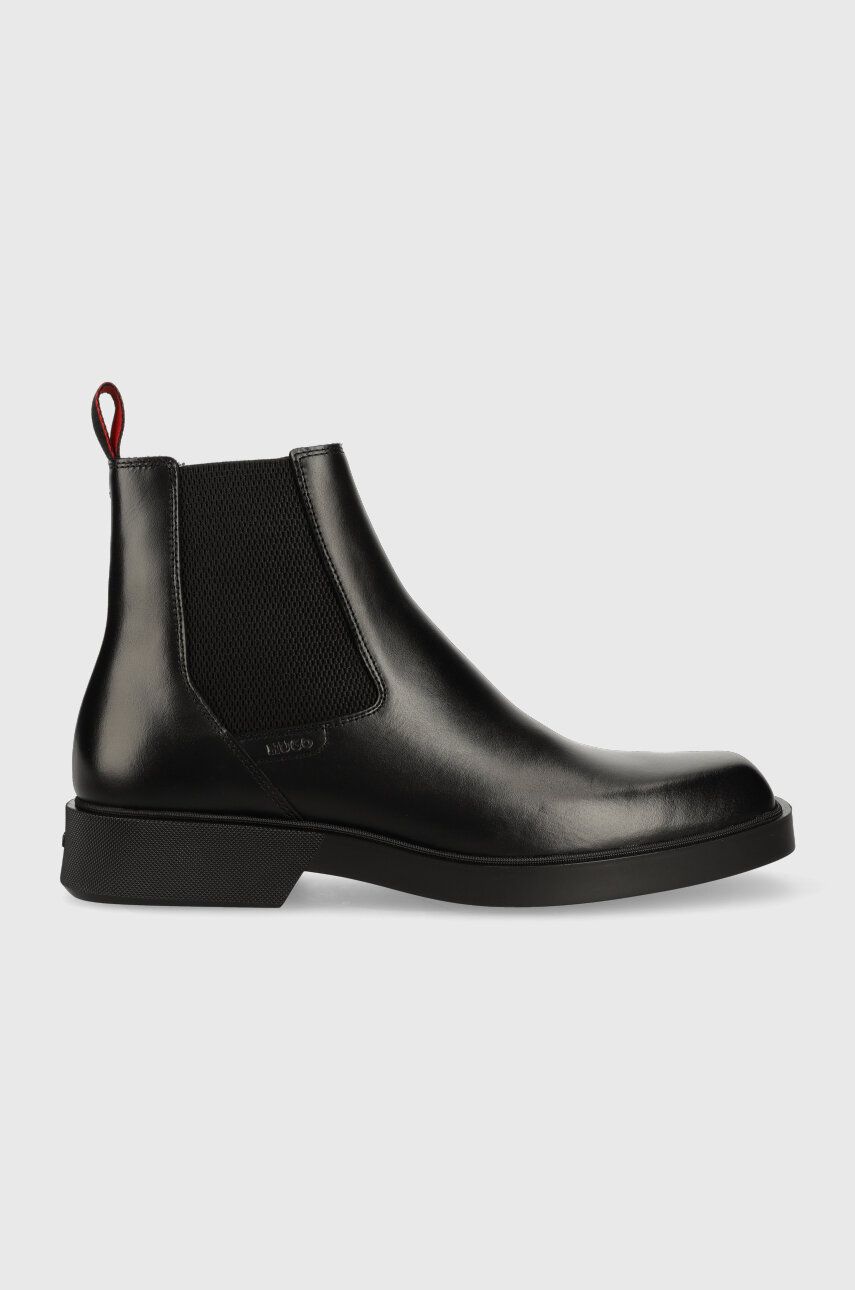 Kožené kotníkové boty HUGO Iker pánské, černá barva, 50500436 - černá -  Svršek: Přírodní kůže