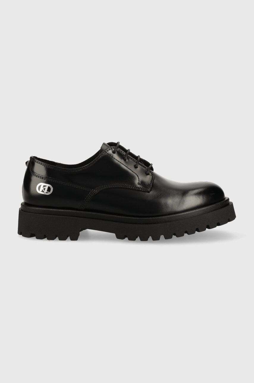 Karl Lagerfeld pantofi de piele KONTEST barbati, culoarea negru, KL12423
