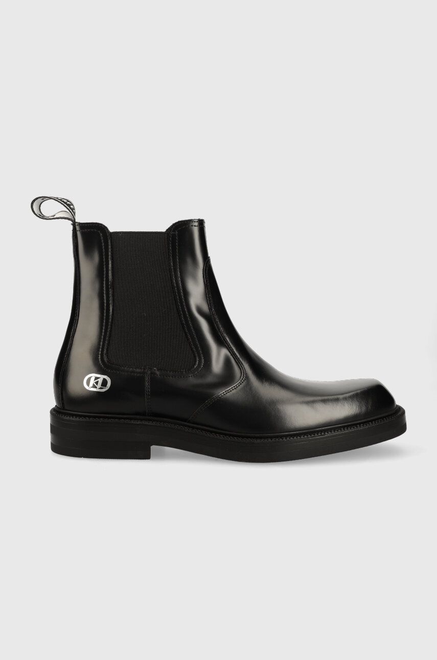 E-shop Kožené kotníkové boty Karl Lagerfeld KRAFTMAN pánské, černá barva, KL11443