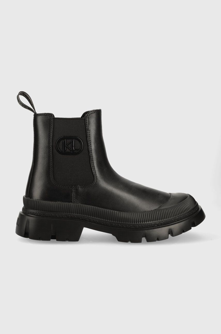 Levně Kožené kotníkové boty Karl Lagerfeld TREKKA MENS pánské, černá barva, KL25243