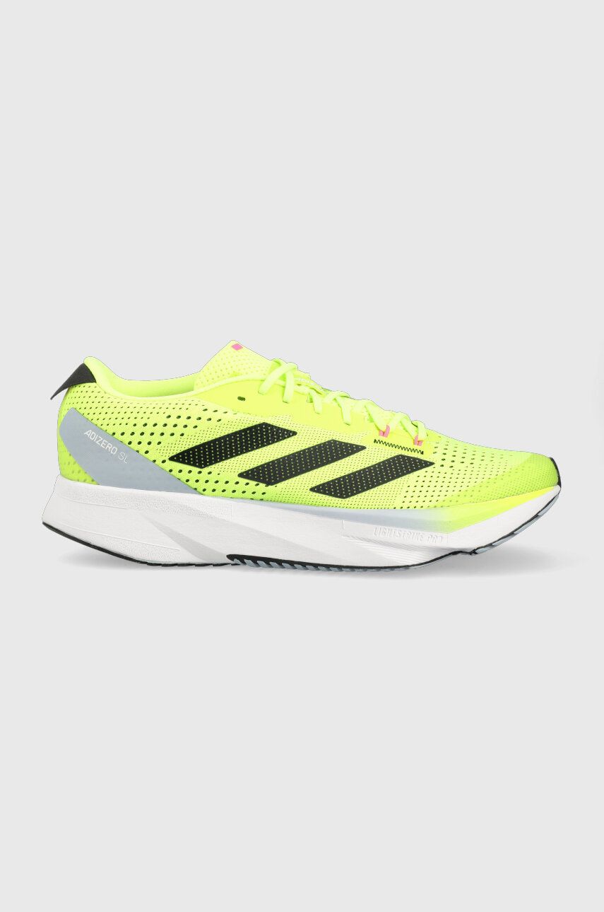 Levně Běžecké boty adidas Performance Adizero zelená barva