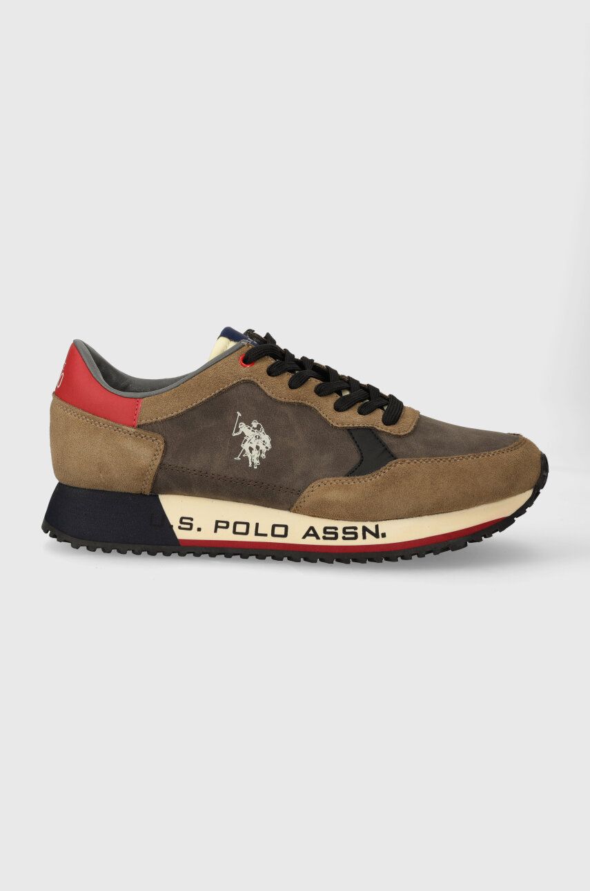 Sneakers boty U. S. Polo Assn. CLEEF šedá barva, CLEEF005M/CSY1 - hnědá - Svršek: Umělá hmota