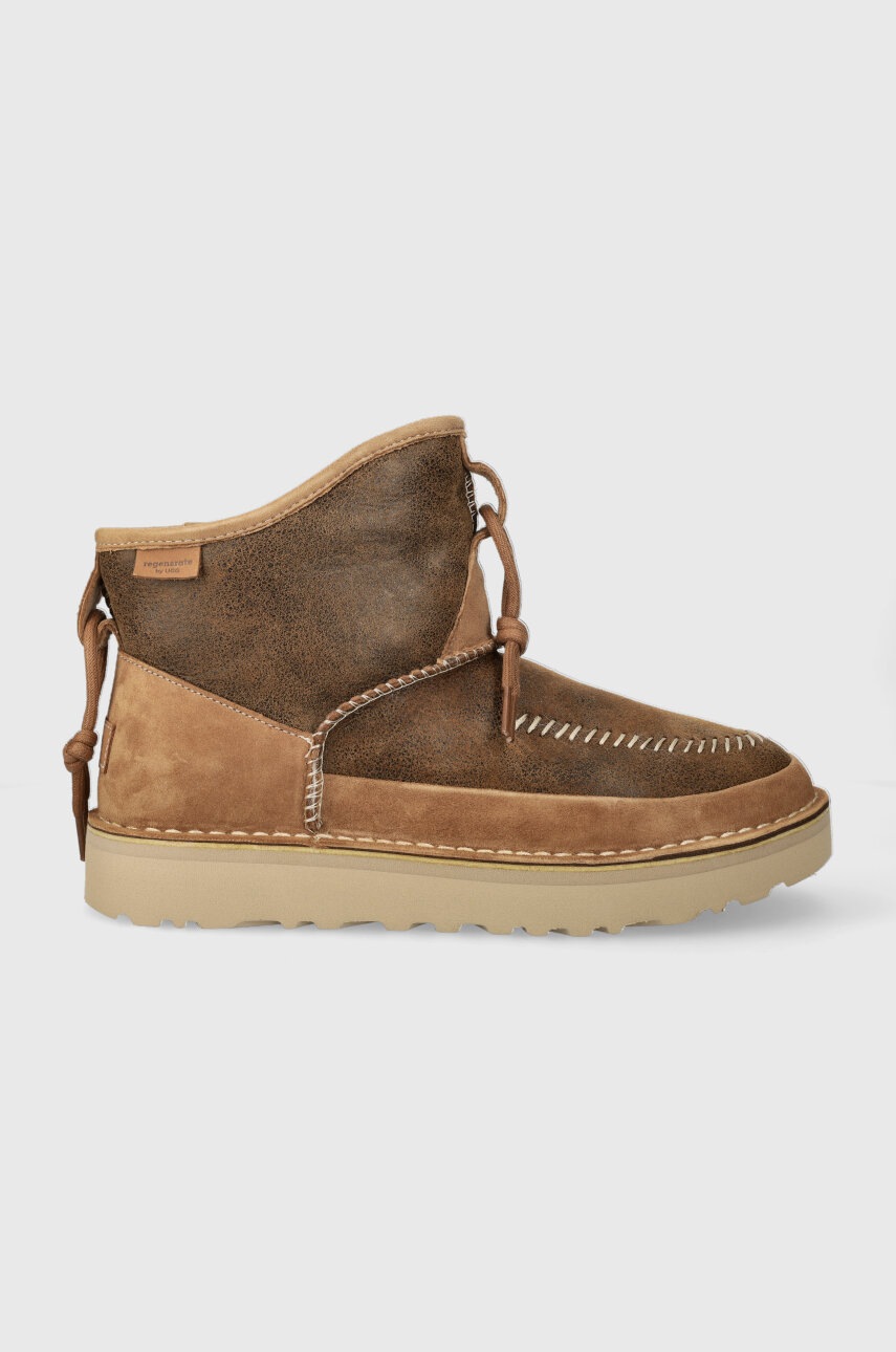 UGG Cizme De Zapada Din Piele Intoarsa Campfire Crafted Regenerate Barbati, Culoarea Maro, 1144017