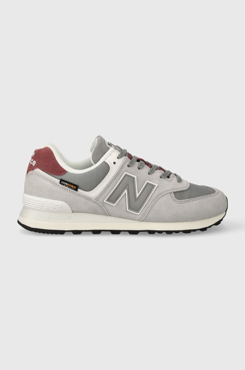 Levně Semišové sneakers boty New Balance U574KBR šedá barva