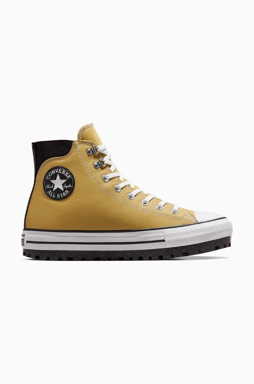 Converse teniși de piele Chuck Taylor All Star City Trek bărbați, culoarea galben, A04482C