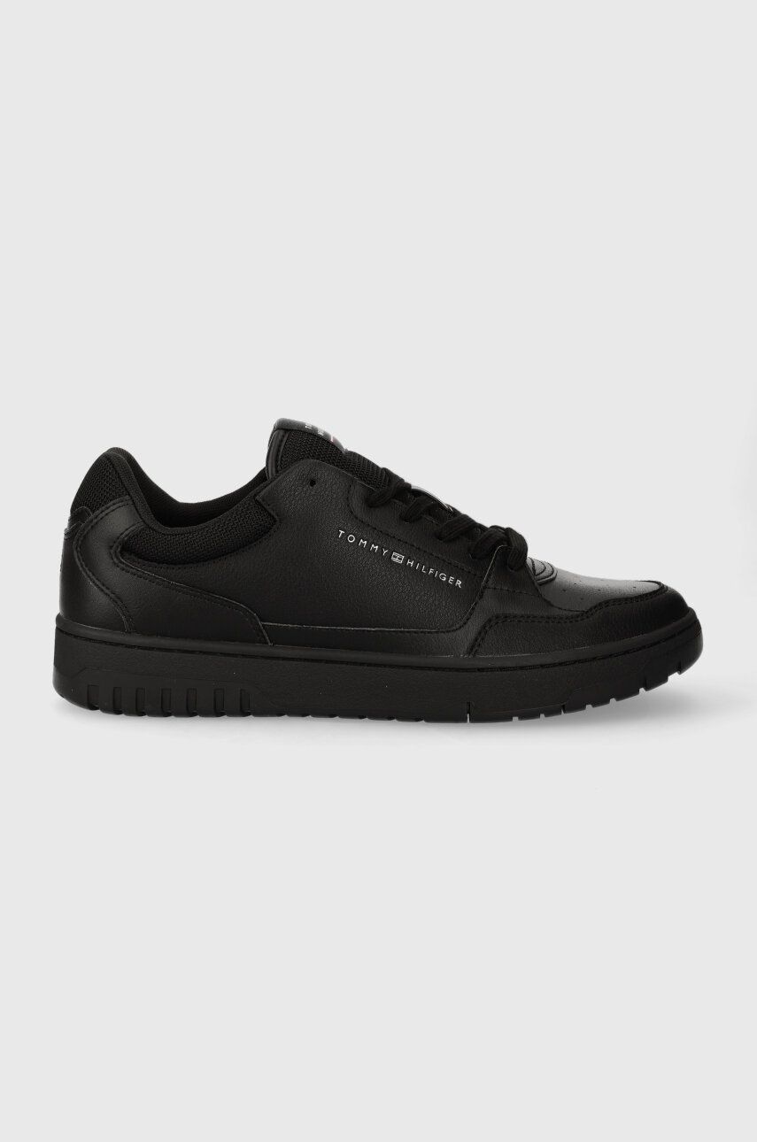 Sneakers boty Tommy Hilfiger TH BASKET CORE LEATHER černá barva, FM0FM04727 - černá - Svršek: Textil