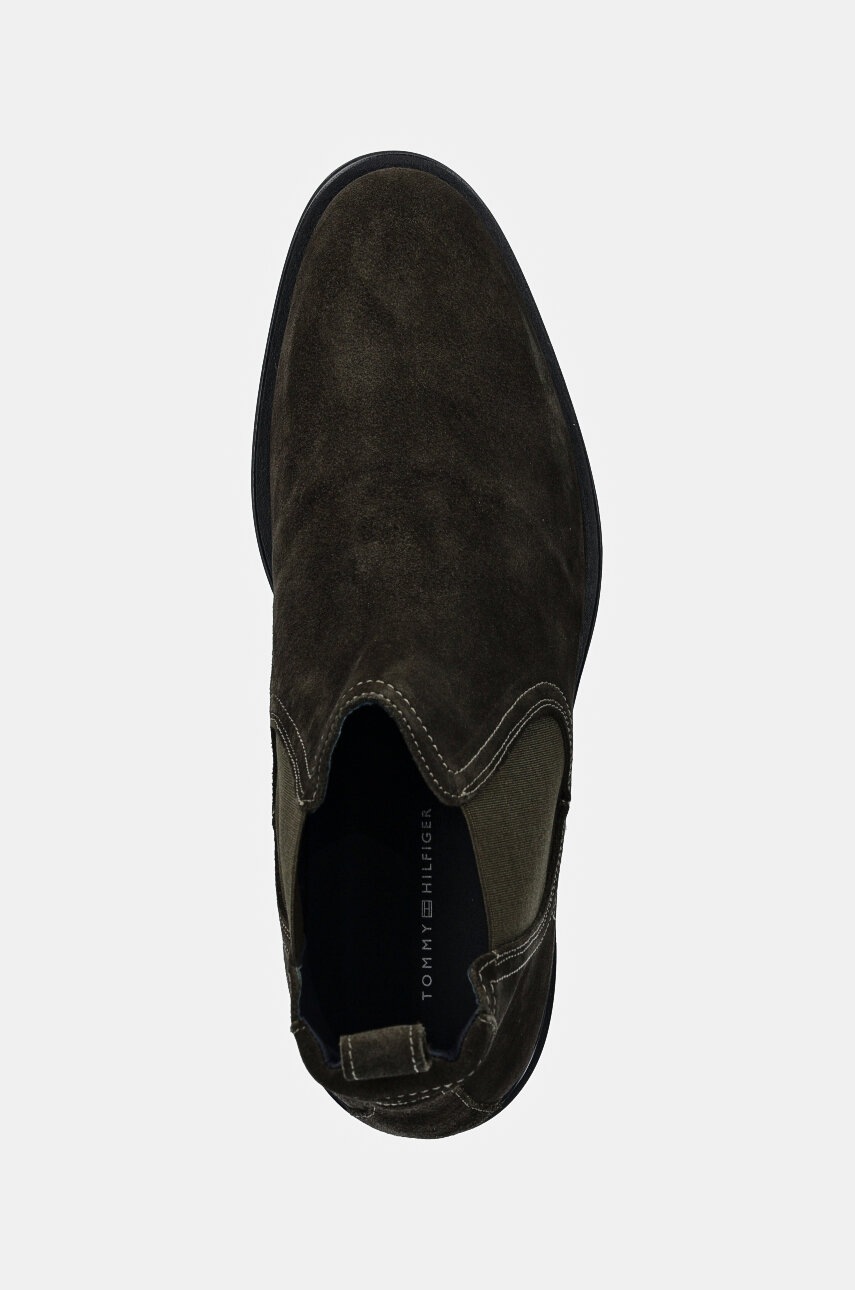 Σουέτ μπότες τσέλσι Tommy Hilfiger CORE RWB HILFIGER SUEDE CHELSEA χρώμα: πράσινο, FM0FM04757 φωτογραφία