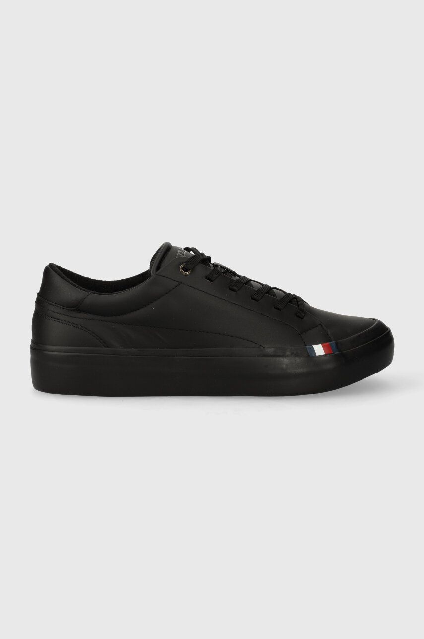 Kožené sneakers boty Tommy Hilfiger MODERN VULC LTH LOW WL černá barva, FM0FM04819 - černá - Svršek: