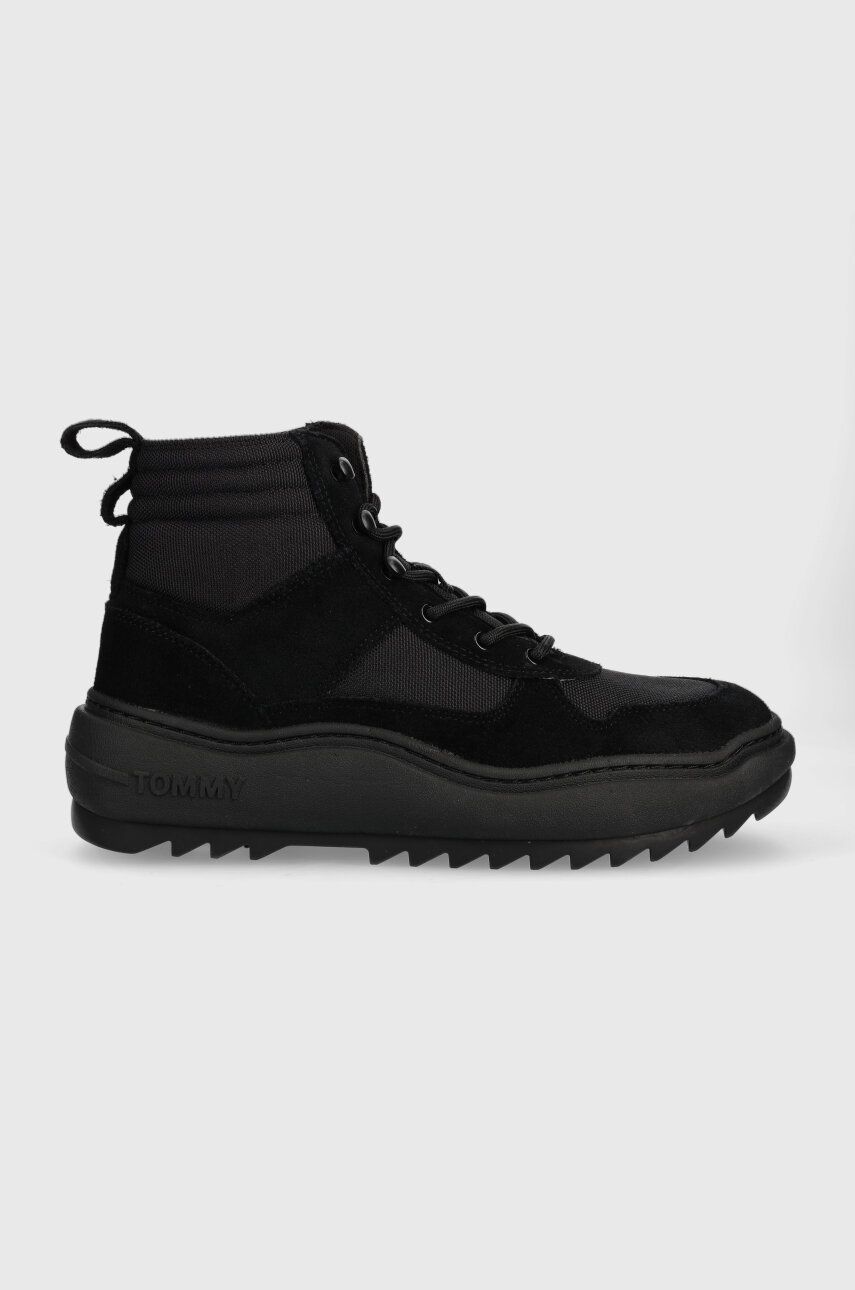 Levně Sneakers boty Tommy Jeans TJM MIX MATERIAL BOOT černá barva, EM0EM01245