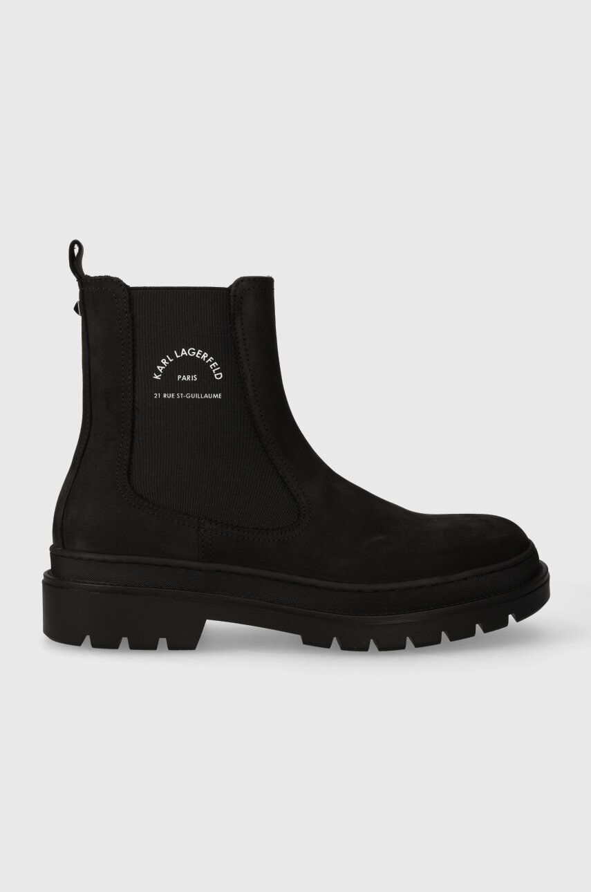Levně Semišové kotníkové boty Karl Lagerfeld OUTLAND pánské, černá barva, KL11241F