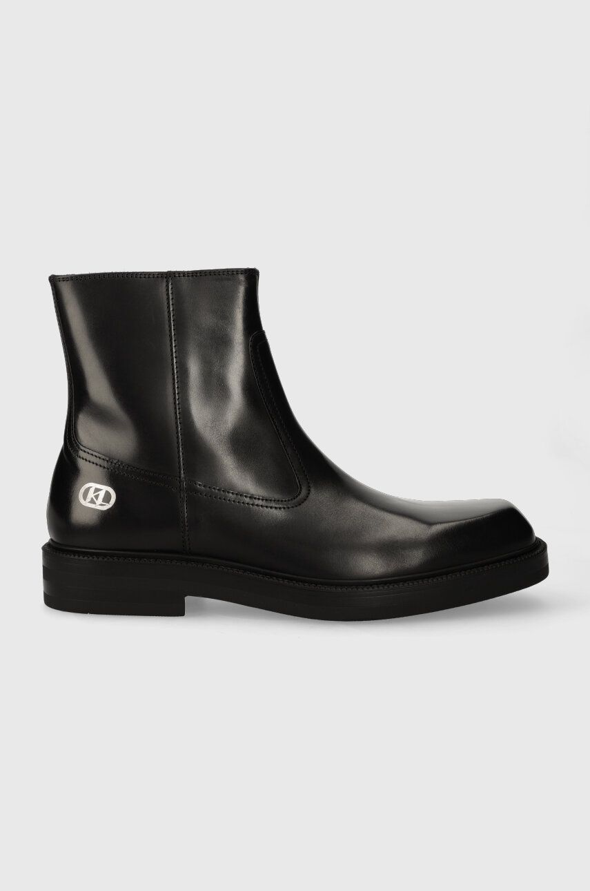 Levně Kožené boty Karl Lagerfeld KRAFTMAN pánské, černá barva, KL11440
