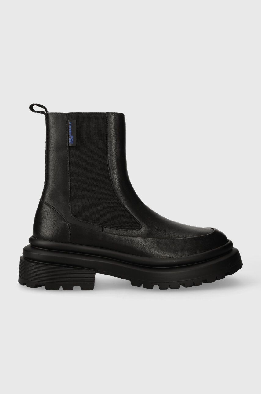 Levně Kožené boty Karl Lagerfeld BROOKE pánské, černá barva, KLJ11140