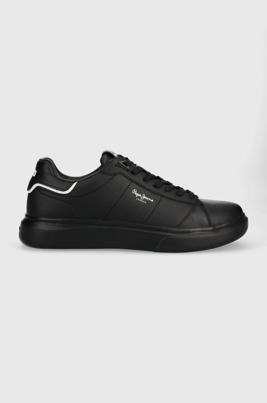 Levně Kožené sneakers boty Pepe Jeans EATON BASIC černá barva, PMS30981