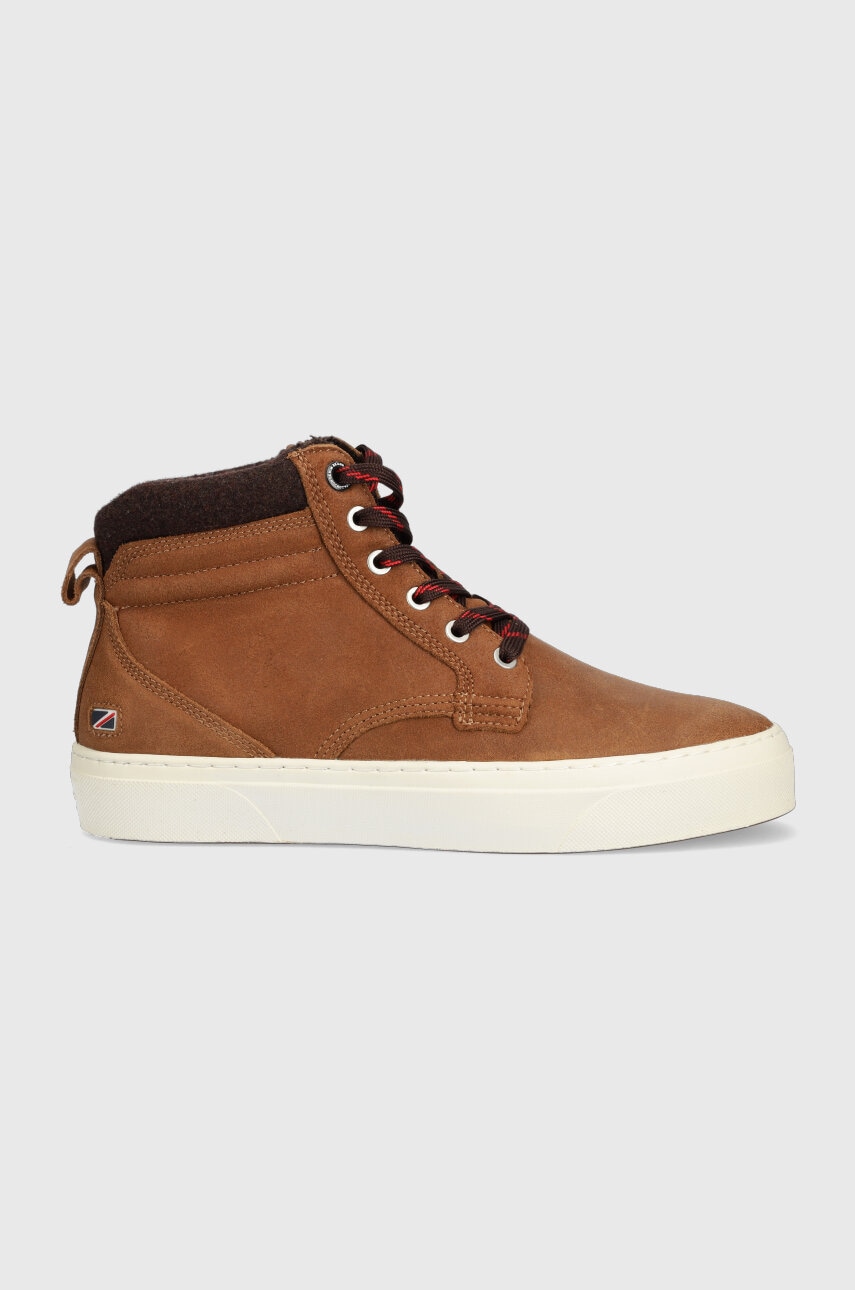 Levně Kožené sneakers boty Pepe Jeans YOGI BOOT hnědá barva, PMS30998