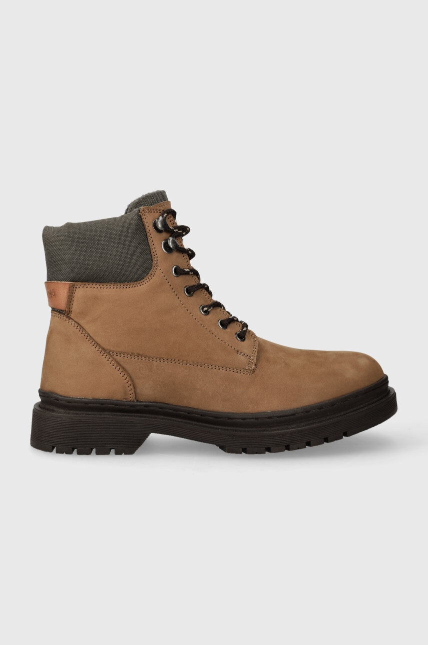 Levně Semišové boty Pepe Jeans HARRY BOOT pánské, hnědá barva, PMS50236