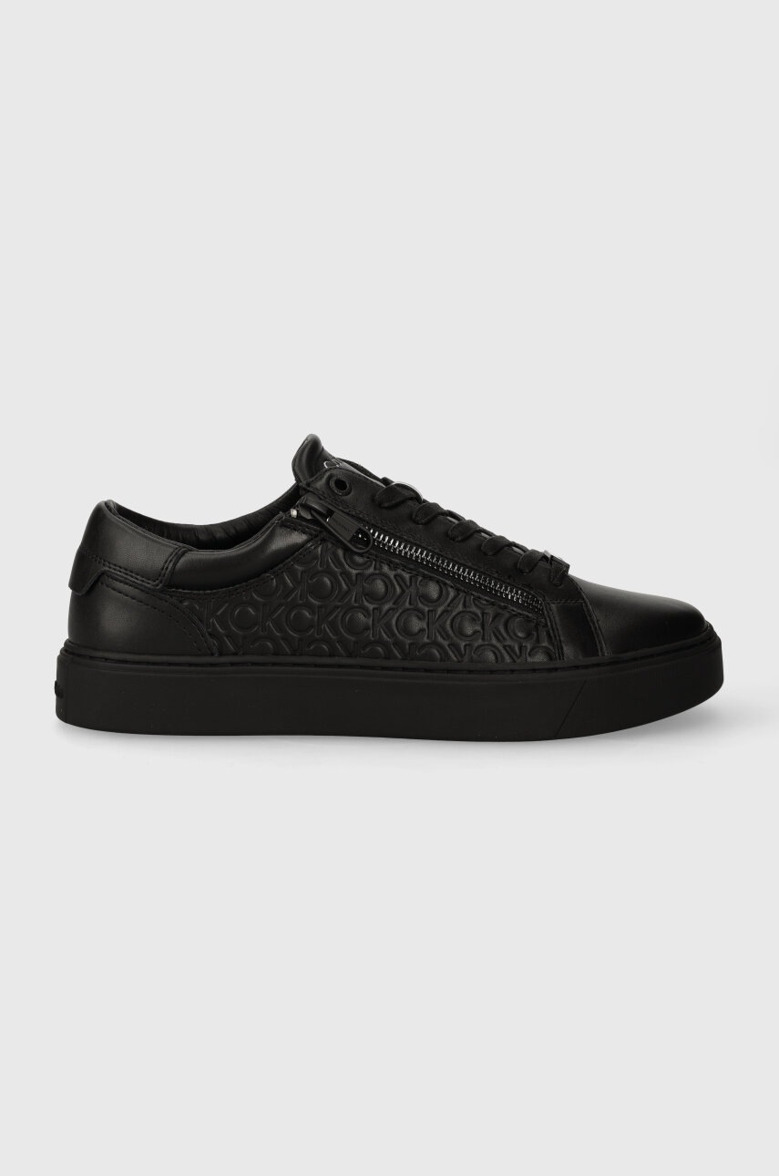 

Кожени маратонки Calvin Klein LOW TOP LACE UP W/ZIP MONO в черно HM0HM01188, Черен