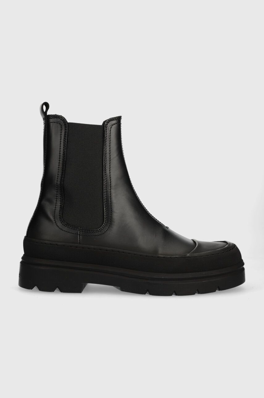 Kožené kotníkové boty Calvin Klein CHELSEA BOOT HIGH pánské, černá barva, HM0HM01215 - černá - Svrše