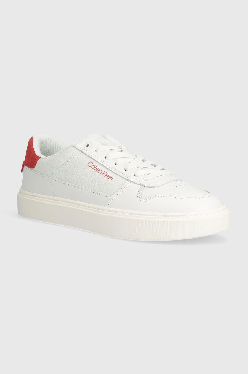 Levně Kožené tenisky Calvin Klein LOW TOP LACE UP BSKT černá barva, HM0HM01254