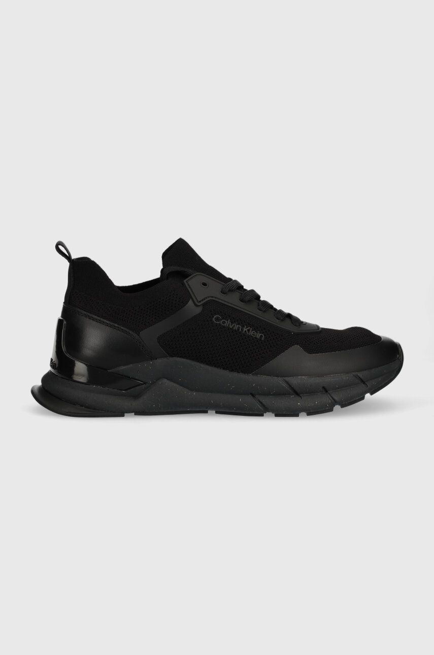 Levně Sneakers boty Calvin Klein LOW TOP LACE UP KNIT černá barva, HM0HM01266