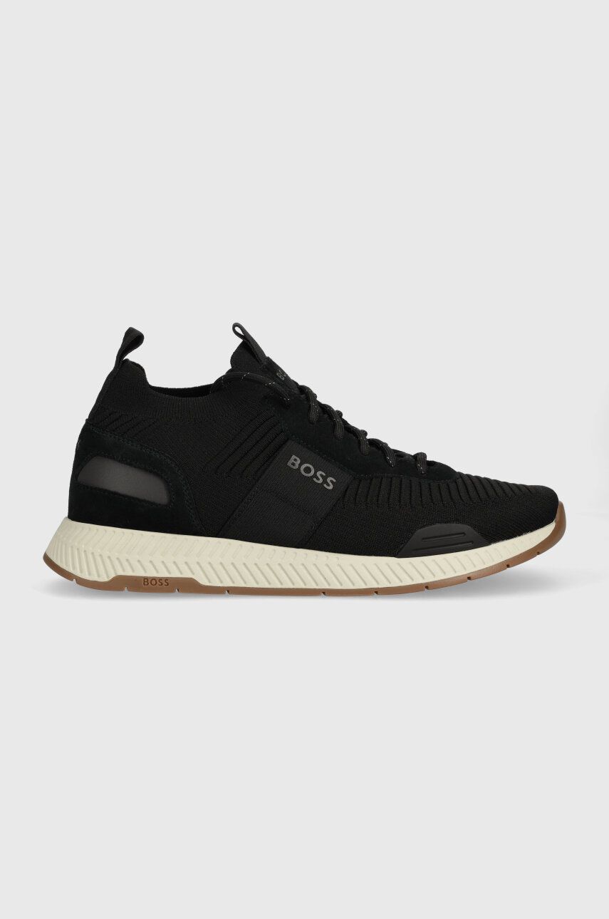 Sneakers boty BOSS Titanium černá barva, 50498245 - černá - Svršek: Textilní materiál
