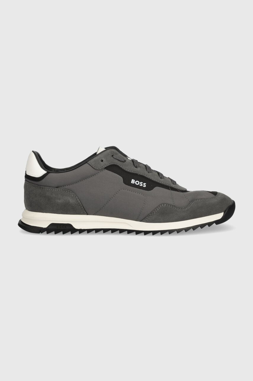 Sneakers boty BOSS Zayn šedá barva, 50498891 - šedá - Svršek: Umělá hmota
