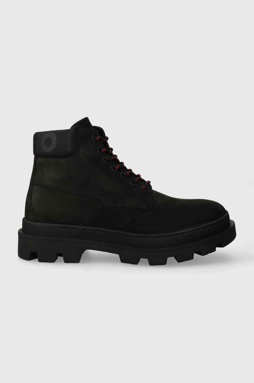 Semišové topánky HUGO Graham pánske, čierna farba, 50503732