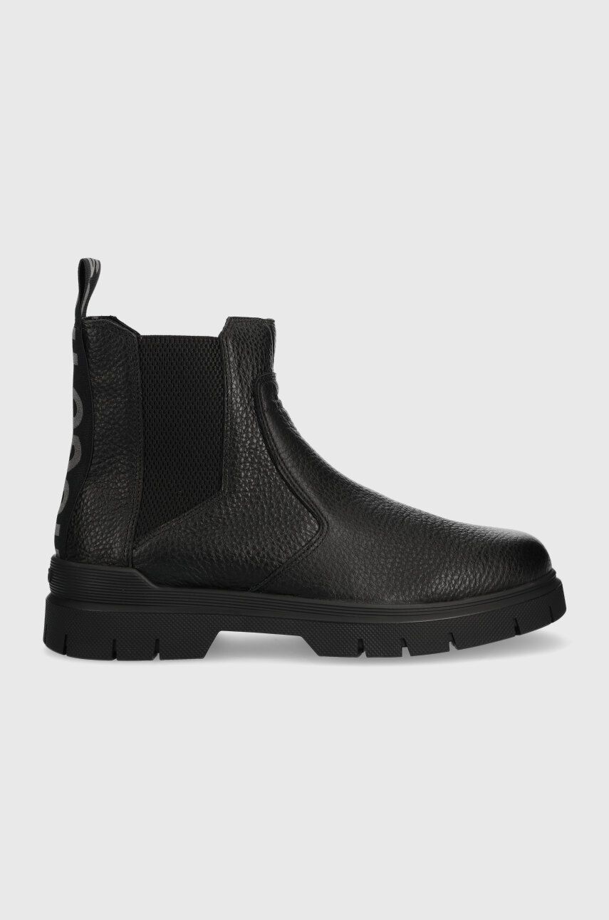 Kožené kotníkové boty HUGO Ryan pánské, černá barva, 50503869 - černá - Svršek: Textilní materiál