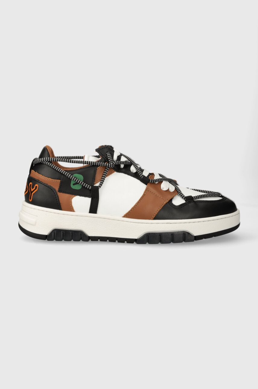 Levně Kožené sneakers boty Off Play SORRENTO hnědá barva, SORRENTO 1 WHITE BLACK COGNAC GREEN