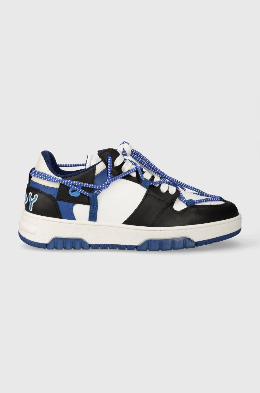 Kožené sneakers boty Off Play SORRENTO SORRENTO 1 BLACK WHITE BLUE - modrá - Svršek: Přírodní kůže