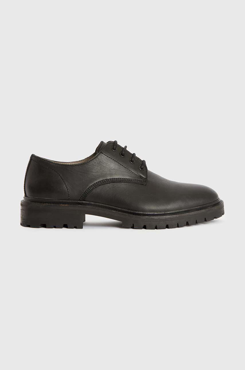 E-shop Kožené polobotky AllSaints MF527Z JARRED LTHR SHOE pánské, černá barva, MF527Z