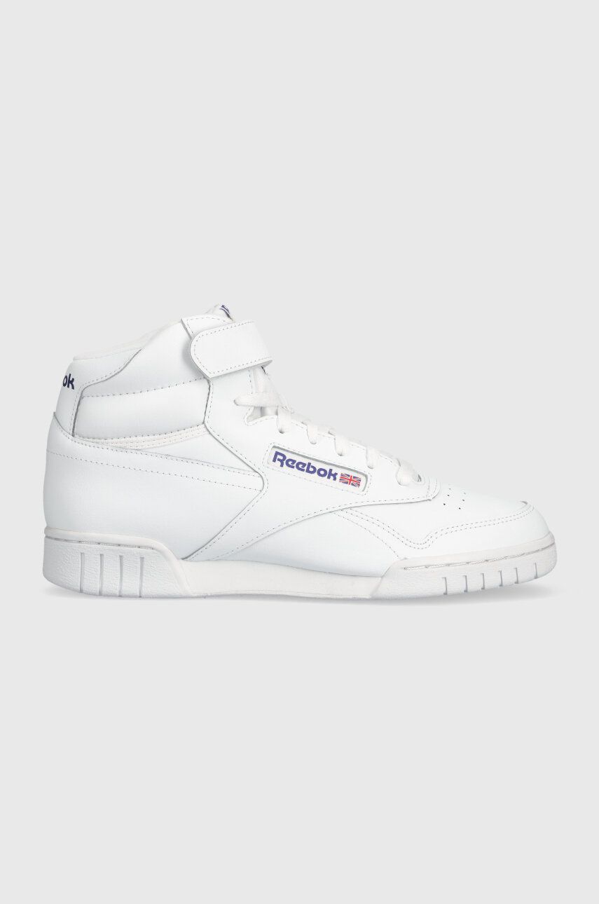Kožené sneakers boty Reebok EX-O-FIT Hi bílá barva, 100000108 - bílá - Svršek: Přírodní kůže
