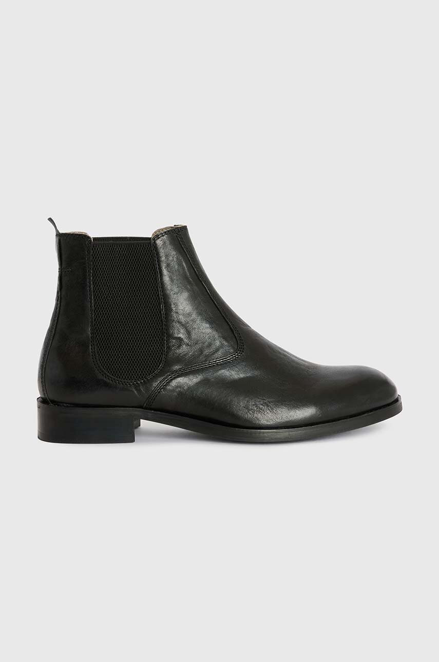 Levně Kožené kotníkové boty AllSaints Gus Boot Lthr pánské, černá barva, MF586Z