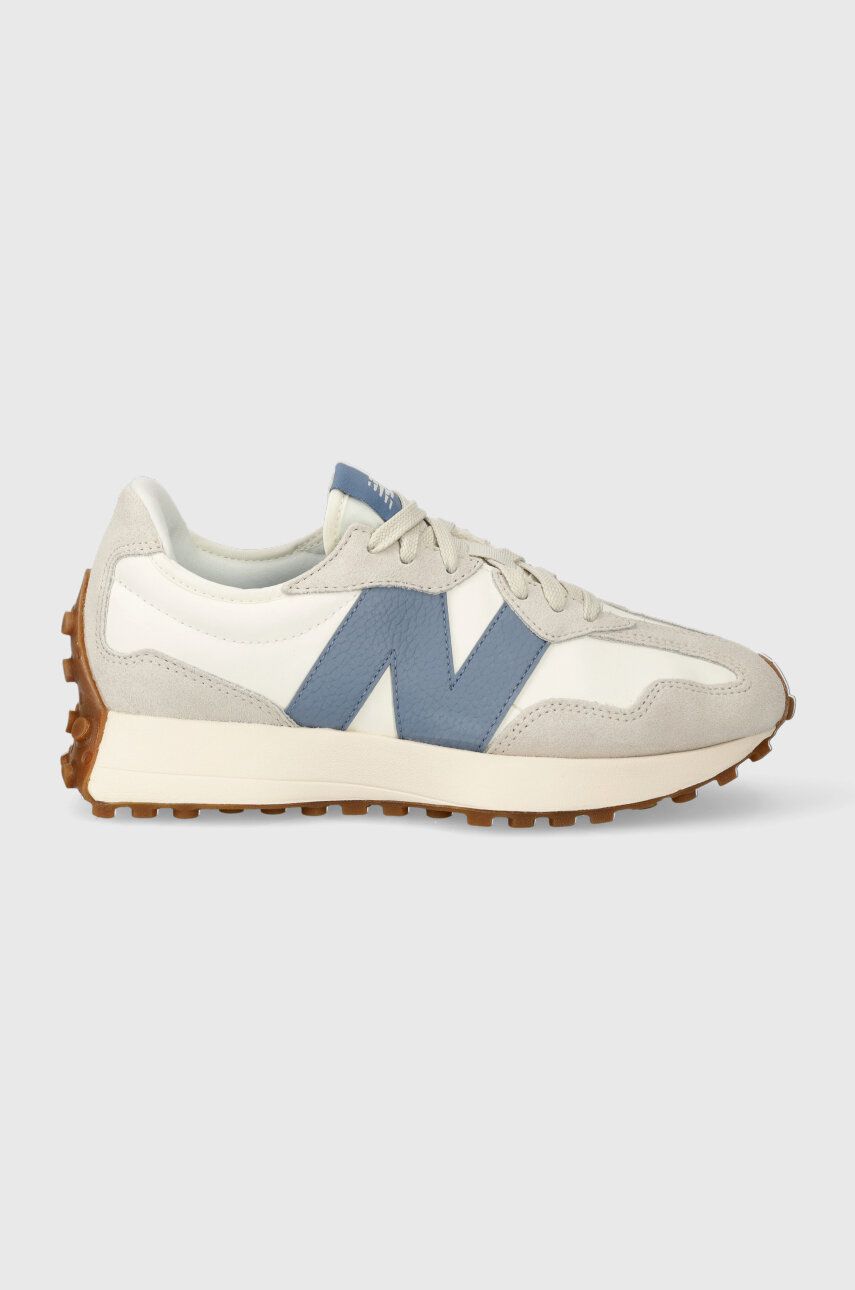 Semišové sneakers boty New Balance U327LU bílá barva - bílá -  Svršek: Přírodní kůže
