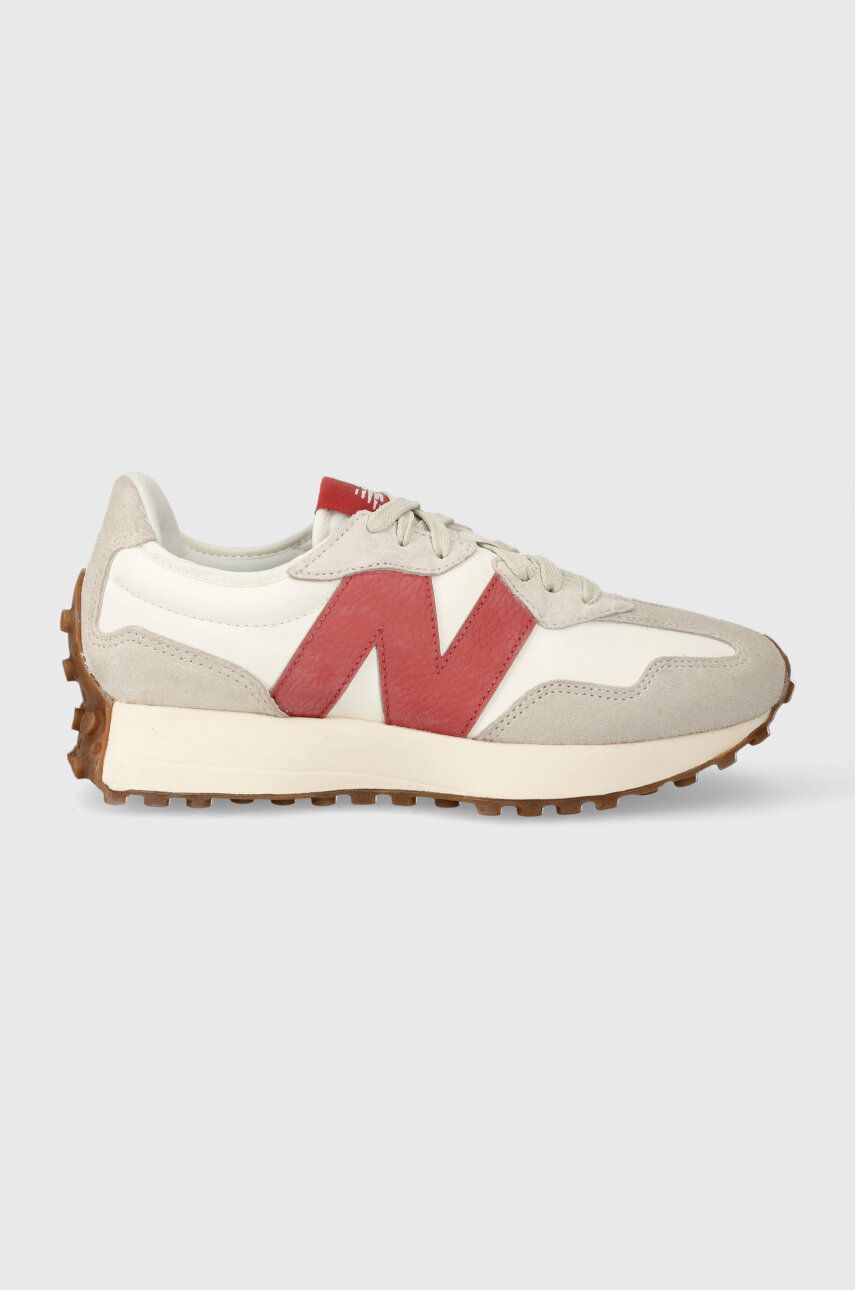 Semišové sneakers boty New Balance U327LV bílá barva - bílá -  Svršek: Přírodní kůže