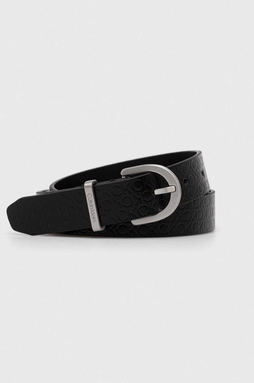 

Кожен колан Calvin Klein дамски в черно, Черен