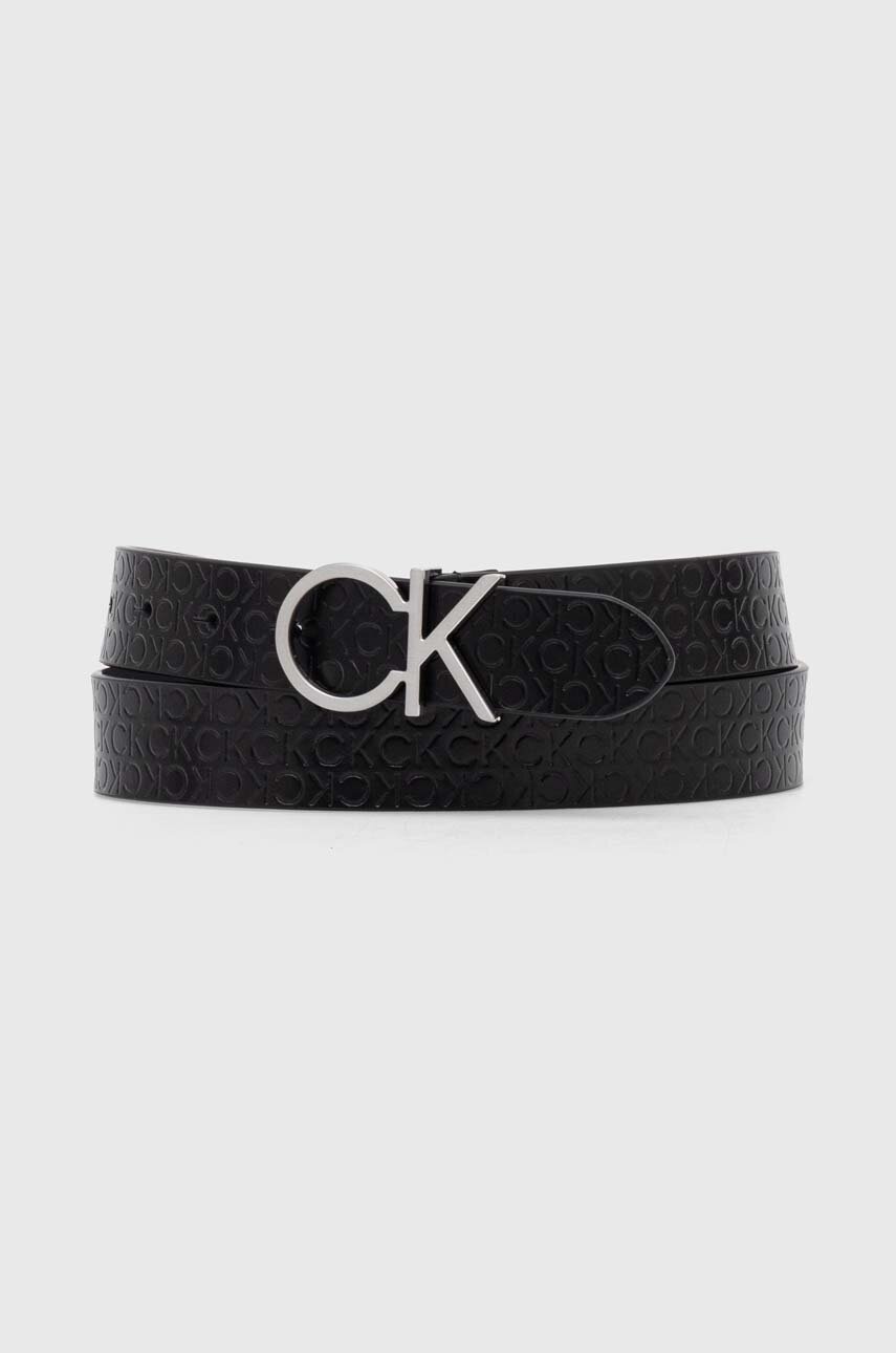 

Кожен колан Calvin Klein дамски в черно, Черен